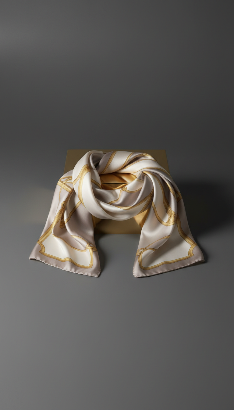 Silk Scarf with Gold Accents
